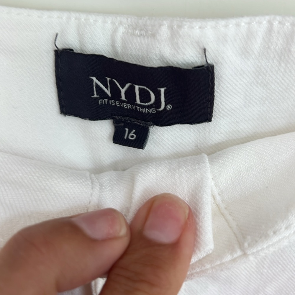 🕶️NYDJ White Linen Marilyn Pants Size 16 Straight Leg Button Zipper Coastal Chic - Picture 4 of 5